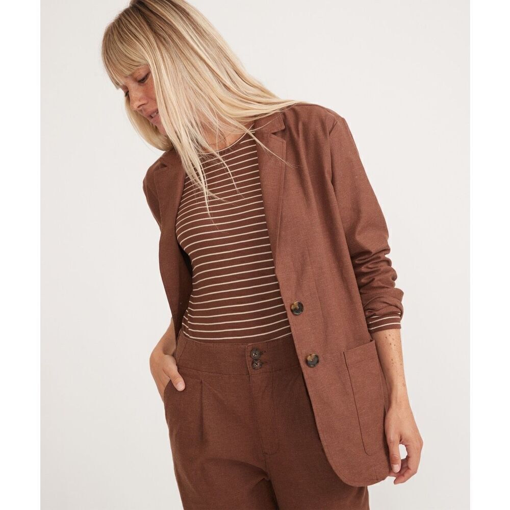 Marine Layer Women's Brown Flora Hemp Pinecone Blazer Jacket Size Large NWOT - Picture 2 of 8